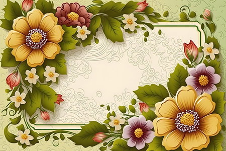 Vintage floral background with flowers and leaves. Vector illustration.の素材