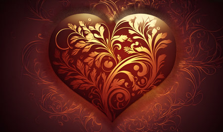 Valentine's day background with heart-shaped floral ornament.の素材