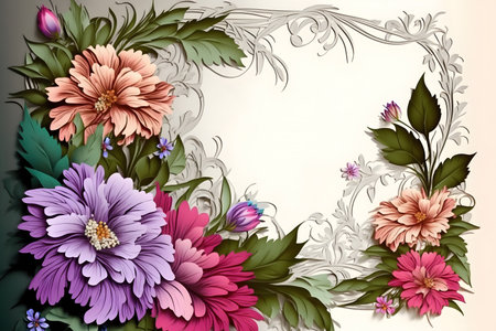 Vintage floral background with flowers. Vector illustration for your design.の素材