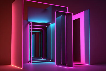 3d render, abstract background, neon light, ultraviolet light, 3d illustrationの素材