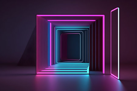Neon abstract background. 3d rendering, 3d illustration.の素材