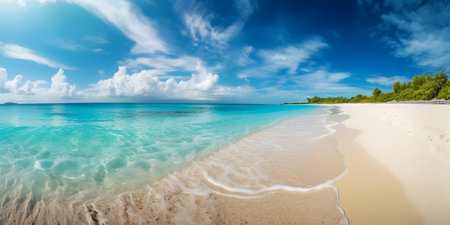 Panoramic view of beautiful tropical beach at Seychellesの素材