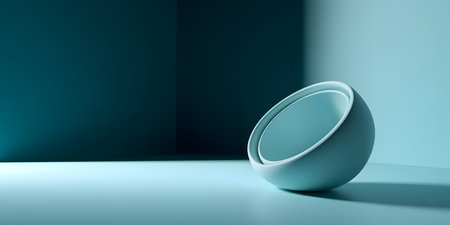 3d rendering of white round podium on blue background. Abstract minimal scenes.の素材