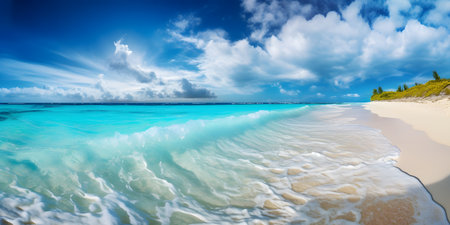 Panoramic view of beautiful sandy beach at Seychellesの素材
