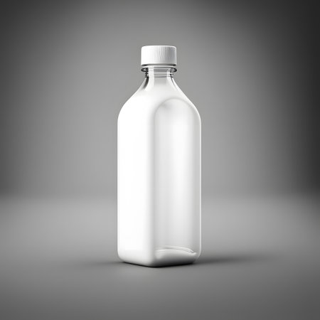 Plastic bottle mockup isolated on gray background. 3D renderingの素材