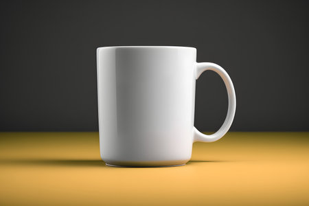 Mug mockup on yellow and black background. 3d renderの素材