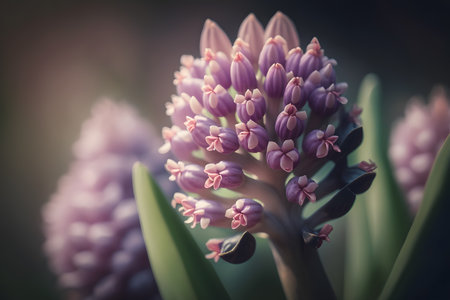 Close up of pink hyacinth flowers with shallow depth of fieldの素材