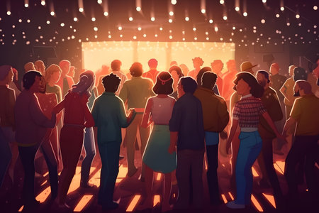 Group of people listening to music at concert. Concert and entertainment conceptの素材