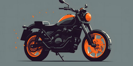 motorcycle. side view. 3D illustration. retro styles.の素材