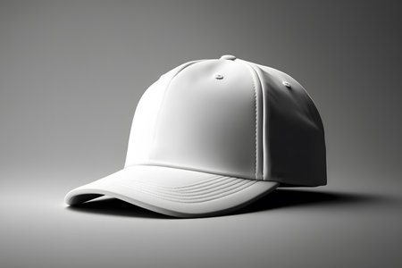 White baseball cap on a gray background. 3d render illustration.の素材