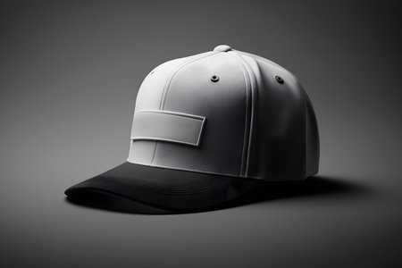 Black and white baseball cap on a gray background. 3d renderingの素材