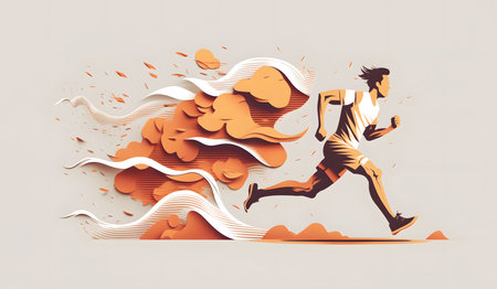 running man. Vector illustration in retro style. Sport and healthy lifestyle.の素材