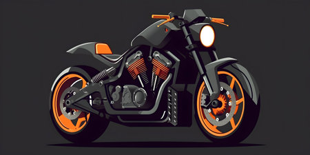 Motorcycle on a black background. 3d rendering. Computer digital drawing.の素材
