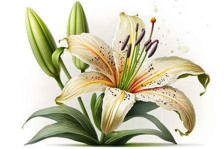 Beautiful lily flower on a white background. Vector illustration.の素材