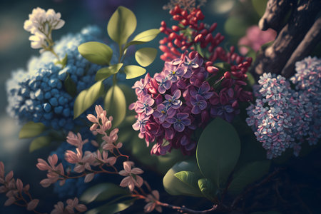 Beautiful hydrangea flowers in the garden. vintage styles.の素材