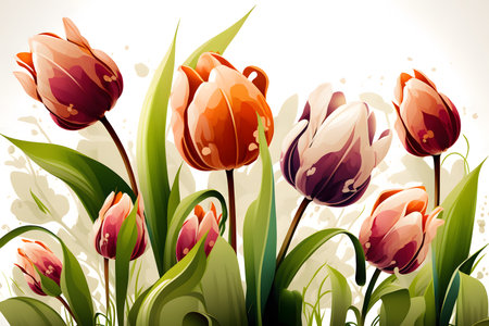 Spring background with tulip flowers. Vector illustration for your design.の素材