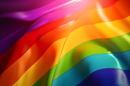 Rainbow flag background with some soft highlights and folds (3d render)の素材