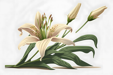Illustration of lilies on a white background. Vector illustration.の素材
