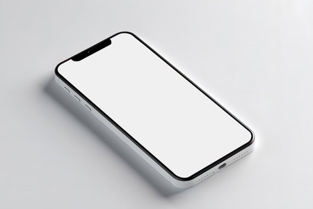 Smartphone mockup isolated on white background. 3d rendering.の素材
