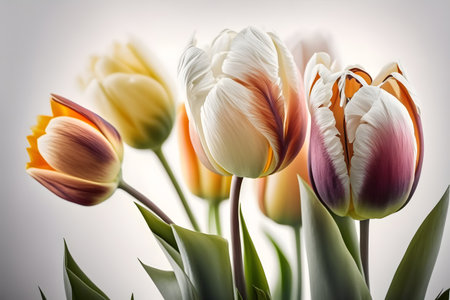 Bouquet of tulips on a white background. Toned.の素材