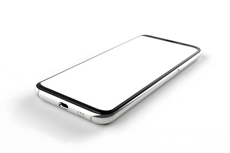 Smartphone mockup isolated on white background. 3D rendering.の素材