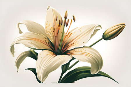 White lily on a white background. Vector illustration for your designの素材
