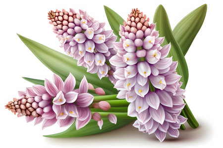 Pink hyacinths isolated on white background. Vector illustration.の素材
