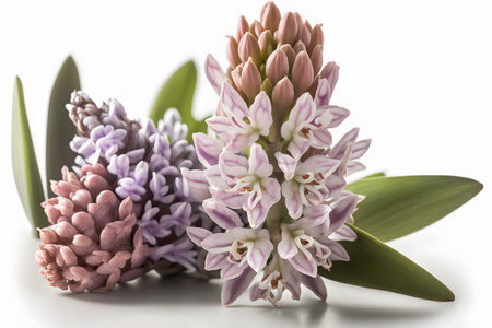 Beautiful hyacinth flowers on white background, closeup.の素材