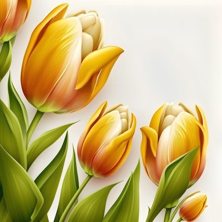Beautiful tulips on a white background. EPS 10 vector file includedの素材
