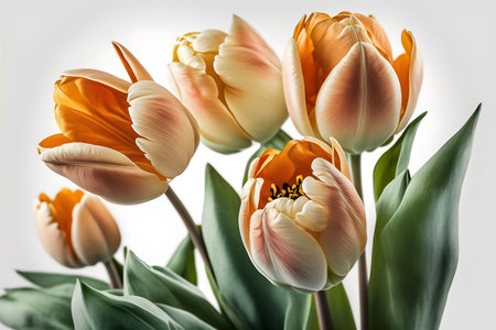 Bouquet of tulips on a light background. Toned.の素材