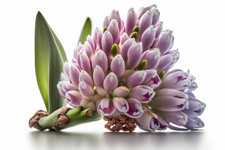 Beautiful bouquet of pink hyacinths on a white backgroundの素材