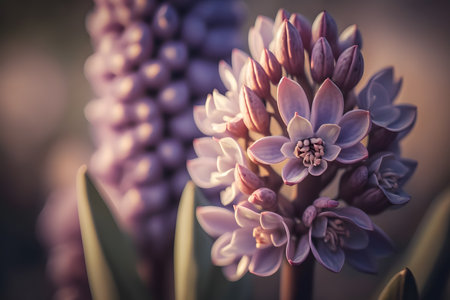 Hyacinth flower blooming in the garden - vintage effect style picturesの素材