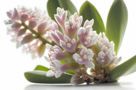 Hyacinth flowers on a white background, close up, selective focusの素材