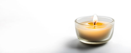 Candle on white background with copy space for text, selective focusの素材