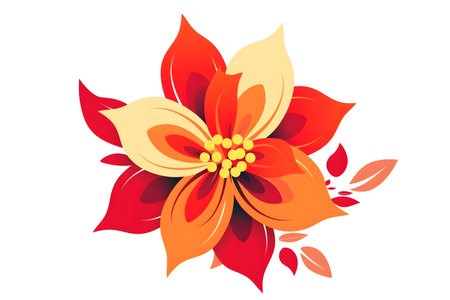Christmas flower poinsettia on a white background. Vector illustration.の素材