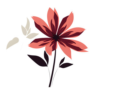 Illustration of a stylized red flower on a white background.の素材