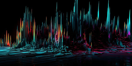 Futuristic abstract background with neon lights. 3d rendering, 3d illustration.の素材