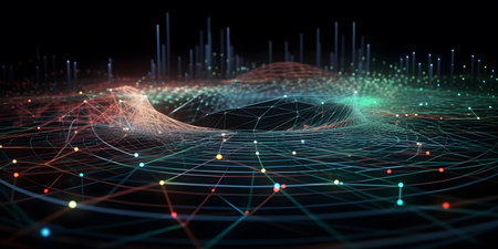Abstract technology background. Network connection structure. 3d illustration. Big data visualization.の素材