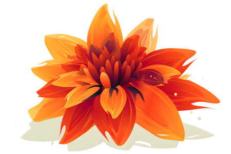 Illustration of an orange dahlia flower on a white backgroundの素材