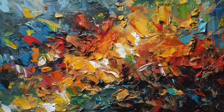 abstract oil painting on canvas close-up. multicolored backgroundの素材