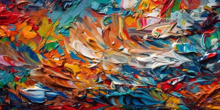 abstract background of oil paints on a palette close-up.の素材