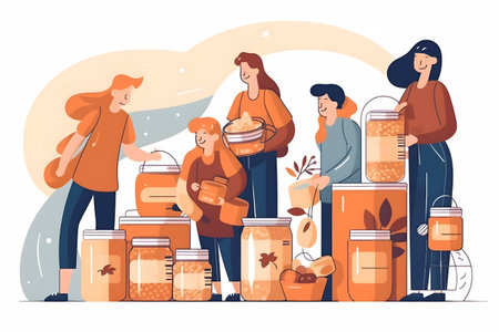 People buying coffee in a coffee shop. Flat vector illustration. People buying coffee in a coffee shop.の素材