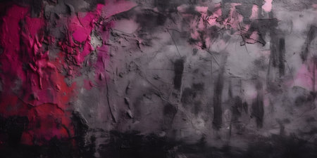 Grunge black and pink background with stains and splashes of paintの素材