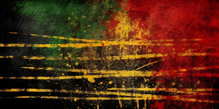 Grunge background with the flag of Guinea, painted on itの素材