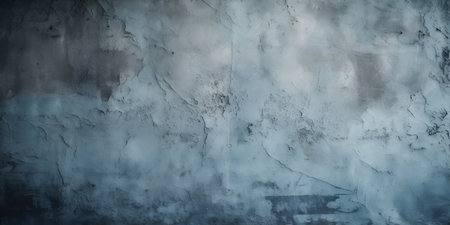 Blue concrete wall with cracks and scratches. Background image for design.の素材