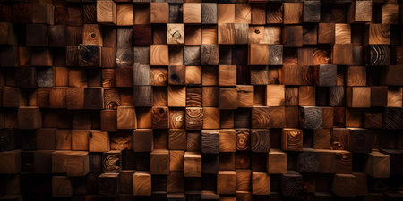 wooden background. Abstract background of wooden cubes. 3d renderingの素材