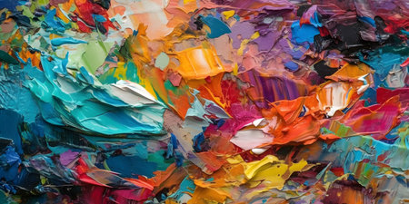 Colorful abstract background from oil paints on canvas. Texture of oil paintの素材