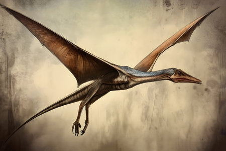 Fantasy scene with flying pteranodon. 3d illustrationの素材