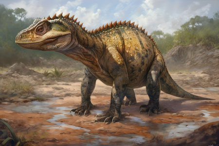 Styracosaurus dinosaur. 3d render illustration of dinosaur styracosaurusの素材