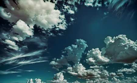 Clouds in the blue sky. nature background. Toned.の素材
